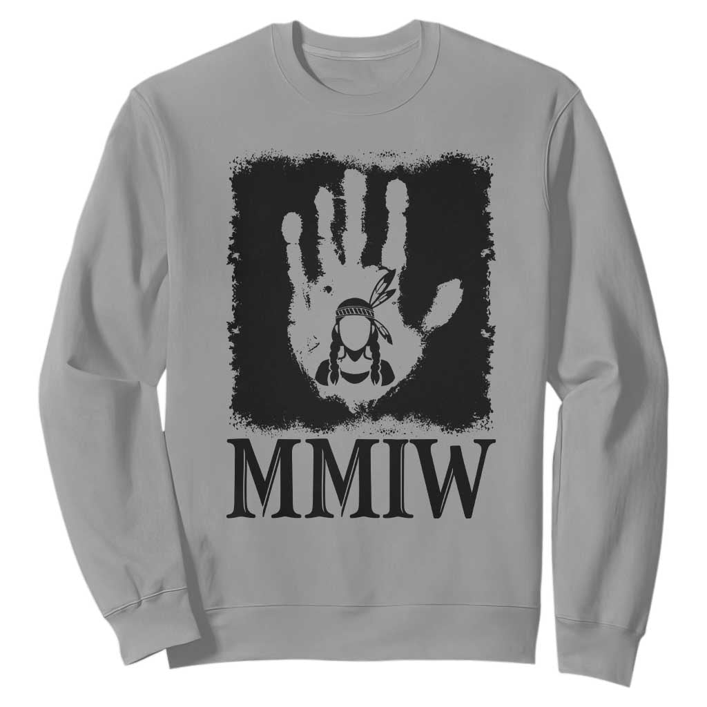 Stop MMIW Sweatshirt Voices For Stolen Sisters Red Handprint Graphic