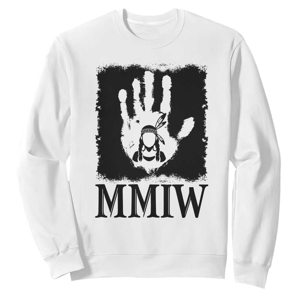 Stop MMIW Sweatshirt Voices For Stolen Sisters Red Handprint Graphic