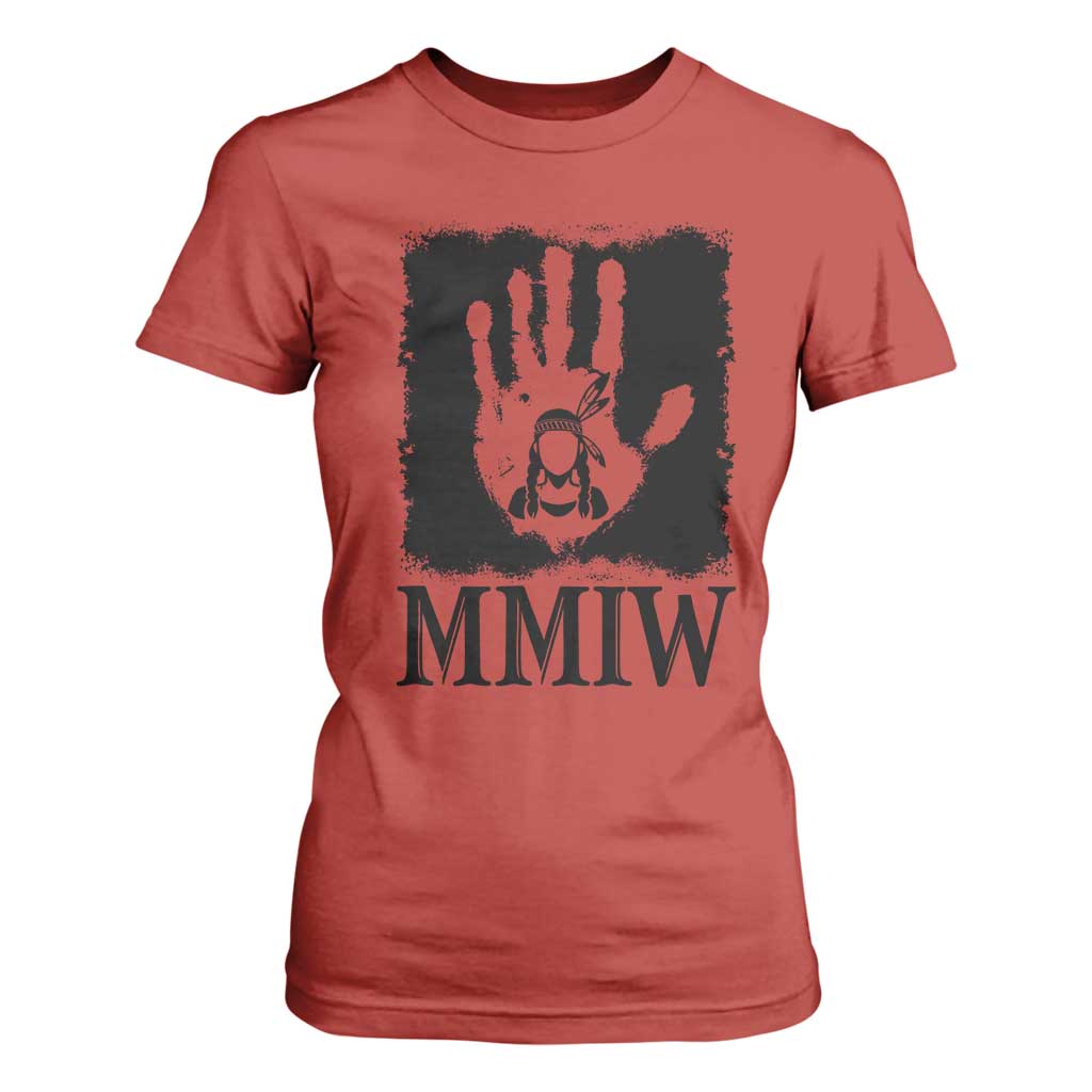 Stop MMIW T Shirt For Women Voices For Stolen Sisters Red Handprint Graphic