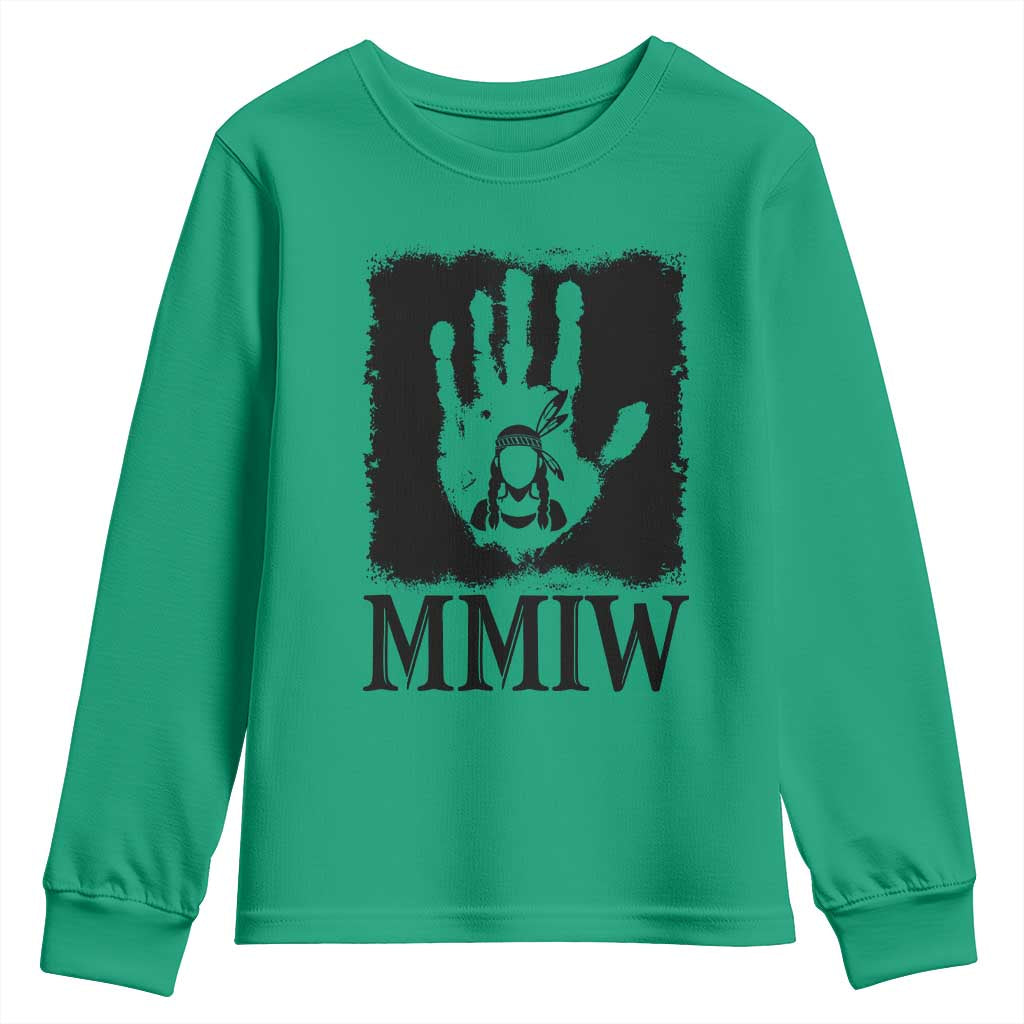 Stop MMIW Youth Sweatshirt Voices For Stolen Sisters Red Handprint Graphic