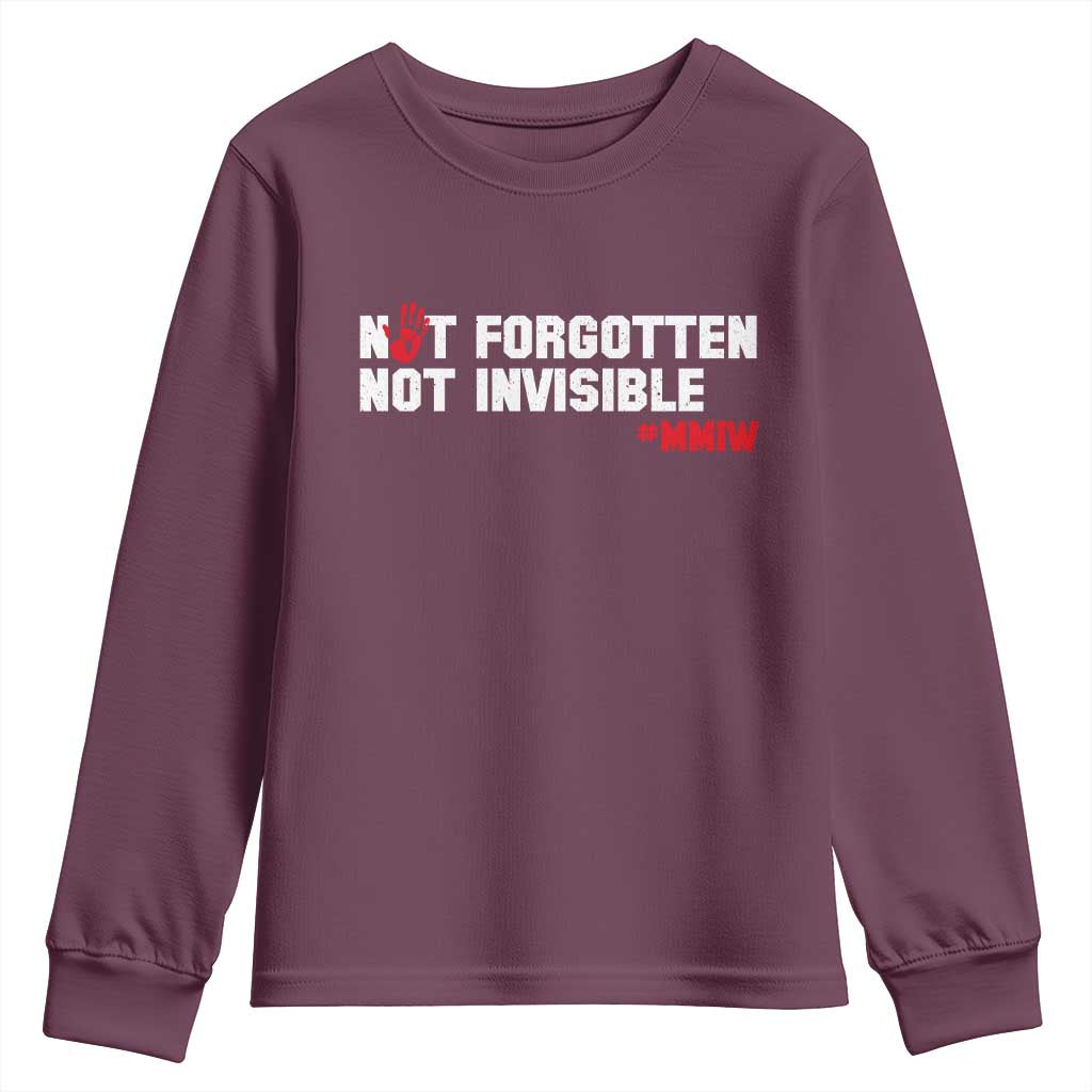 MMIW Support Youth Sweatshirt Not Forgotten Not Invisible Indigenous Women