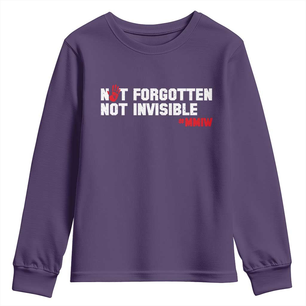 MMIW Support Youth Sweatshirt Not Forgotten Not Invisible Indigenous Women