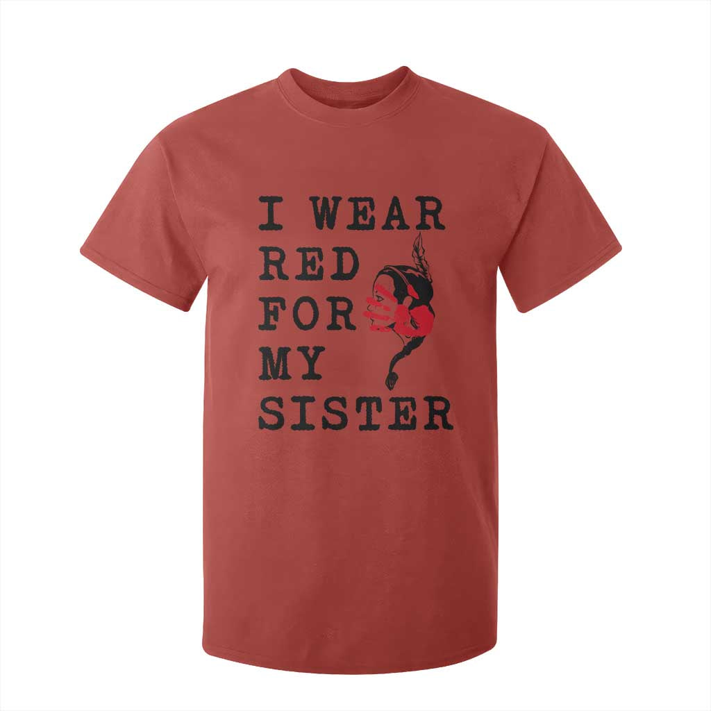 MMIW Native American Support T Shirt For Kid I Wear Red For My Sister