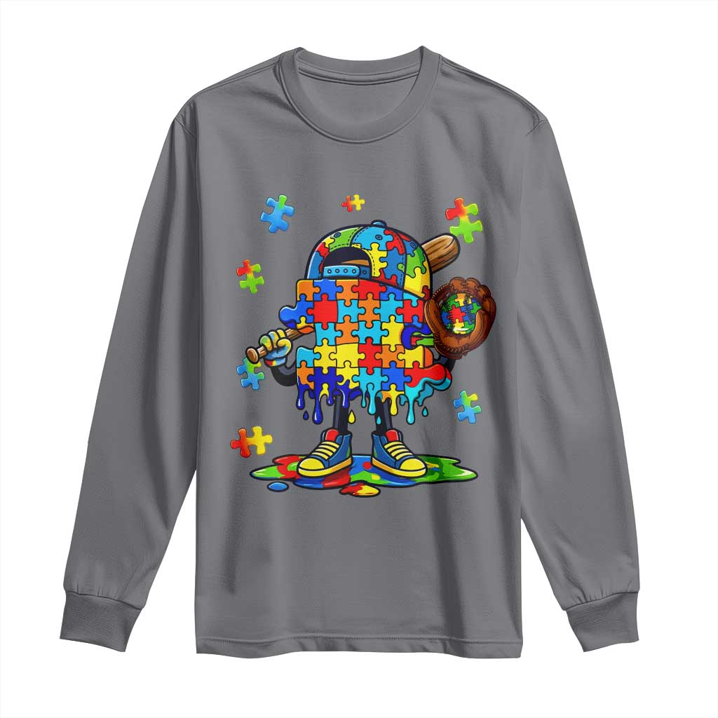 Autism Acceptance Baseball Long Sleeve Shirt Colorful Drip Graphic Neurodiversity Support