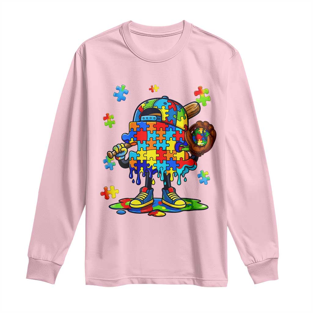 Autism Acceptance Baseball Long Sleeve Shirt Colorful Drip Graphic Neurodiversity Support