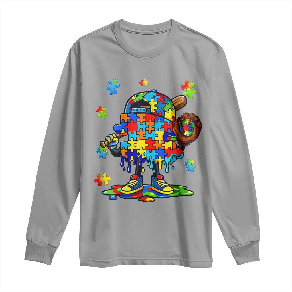 Autism Acceptance Baseball Long Sleeve Shirt Colorful Drip Graphic Neurodiversity Support