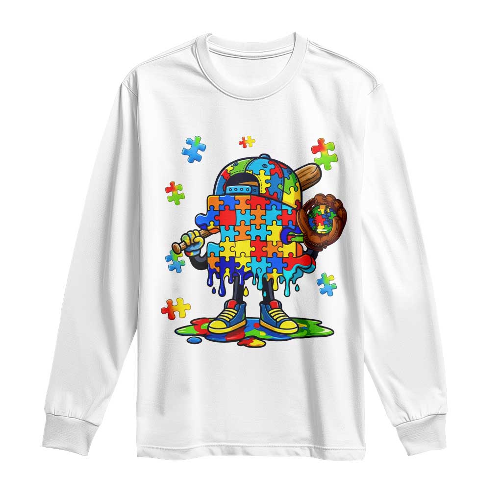 Autism Acceptance Baseball Long Sleeve Shirt Colorful Drip Graphic Neurodiversity Support