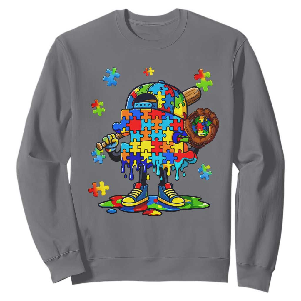 Autism Acceptance Baseball Sweatshirt Colorful Drip Graphic Neurodiversity Support