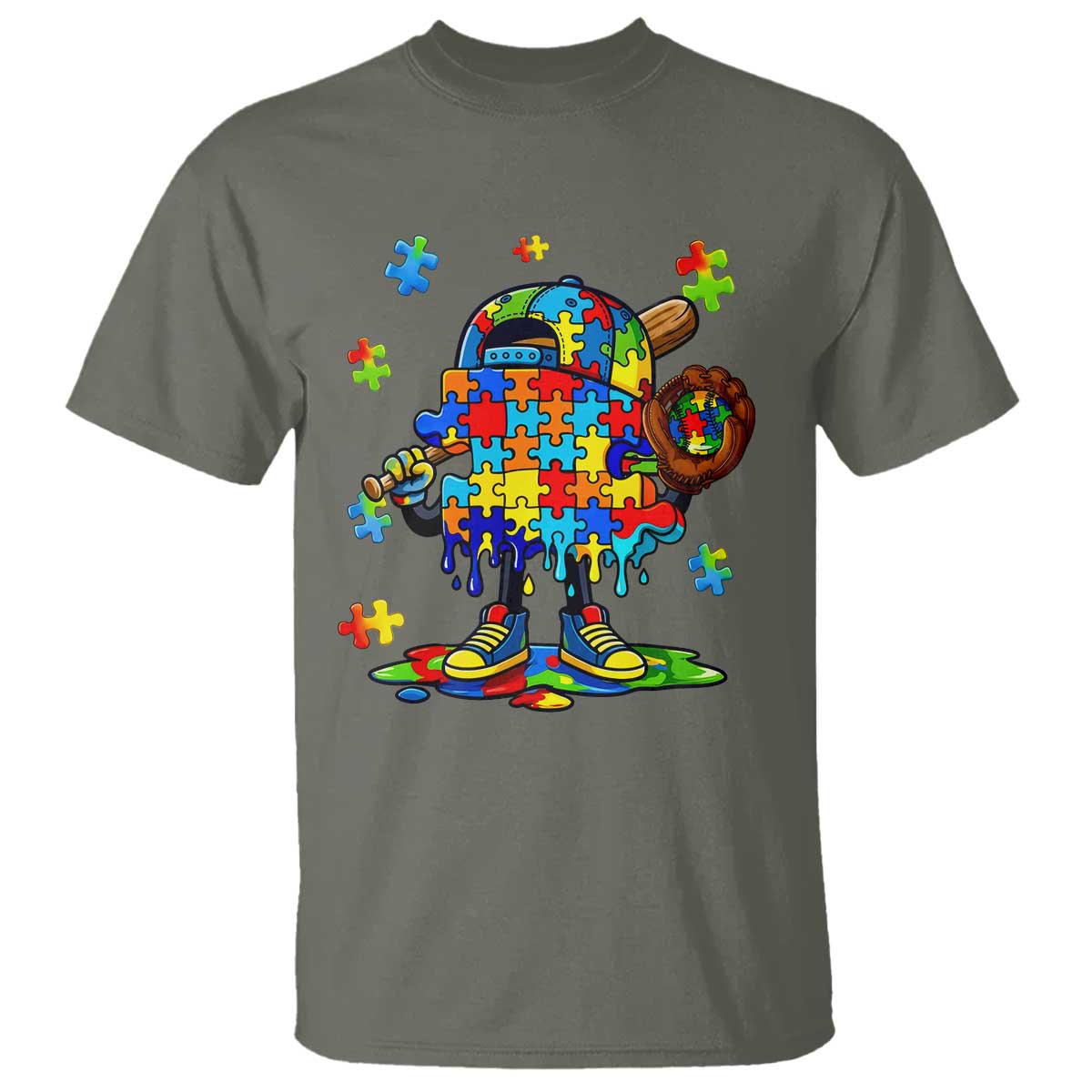 Autism Acceptance Baseball T Shirt Colorful Drip Graphic Neurodiversity Support