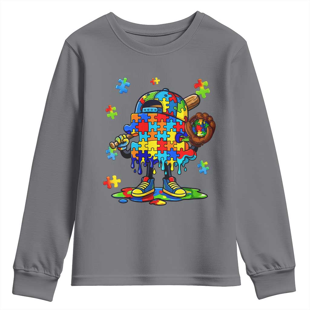 Autism Acceptance Baseball Youth Sweatshirt Colorful Drip Graphic Neurodiversity Support