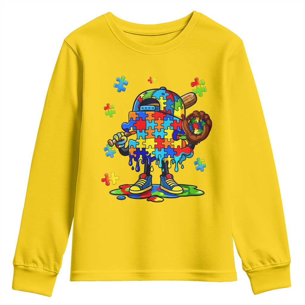 Autism Acceptance Baseball Youth Sweatshirt Colorful Drip Graphic Neurodiversity Support