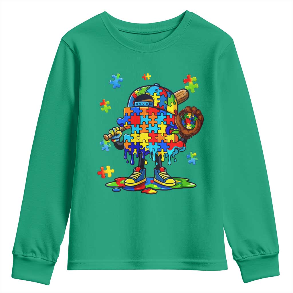 Autism Acceptance Baseball Youth Sweatshirt Colorful Drip Graphic Neurodiversity Support