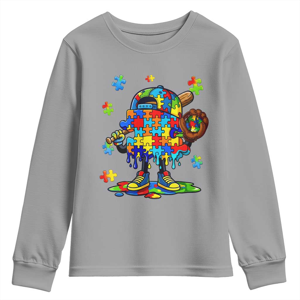 Autism Acceptance Baseball Youth Sweatshirt Colorful Drip Graphic Neurodiversity Support