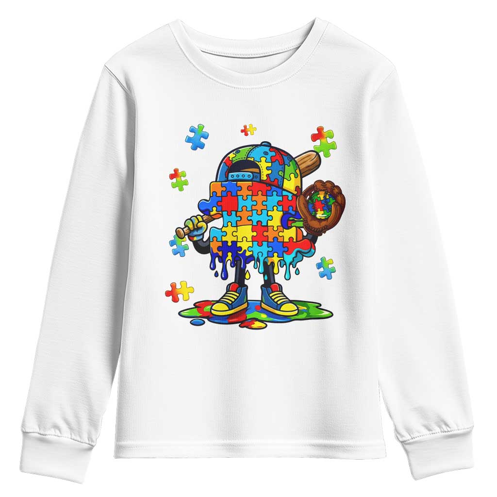Autism Acceptance Baseball Youth Sweatshirt Colorful Drip Graphic Neurodiversity Support
