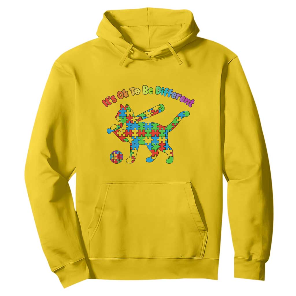 Autism Acceptance Baseball Cat Hoodie It Is Ok To Be Different