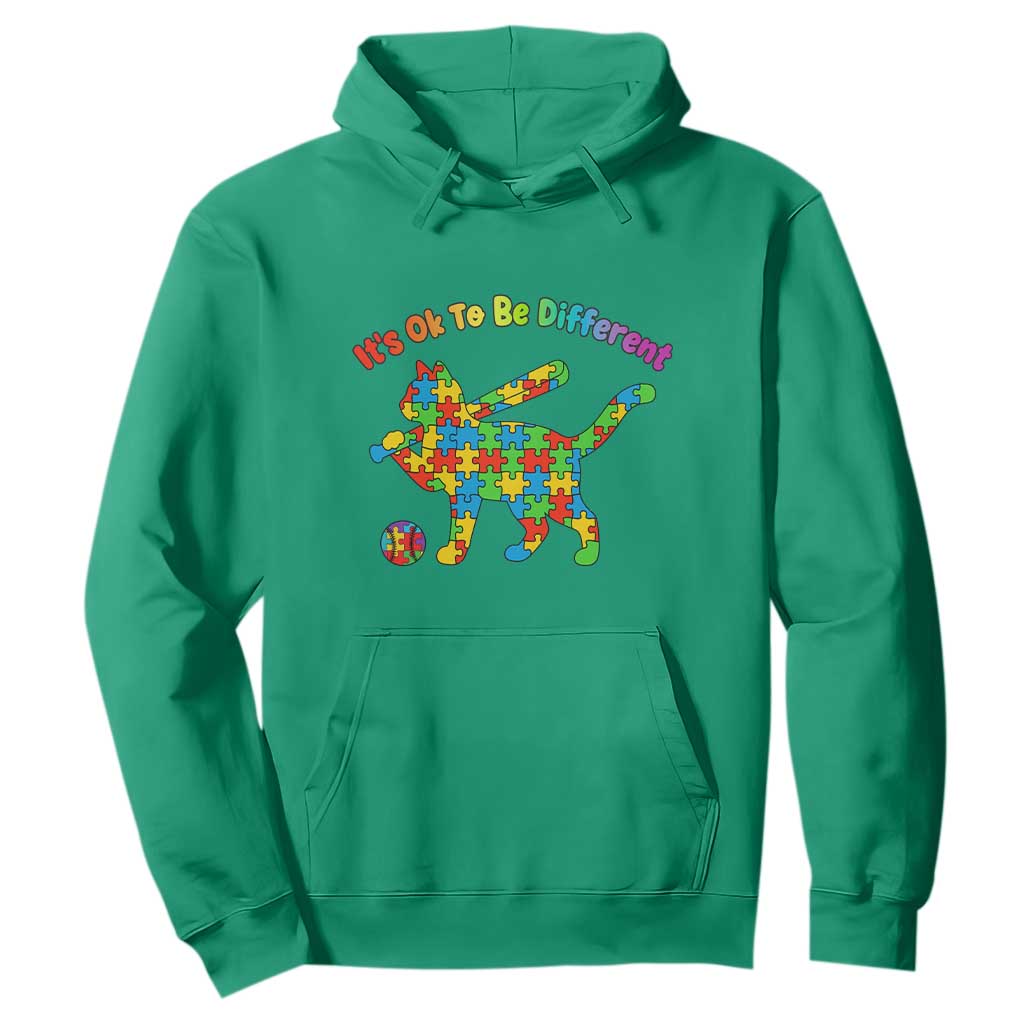 Autism Acceptance Baseball Cat Hoodie It Is Ok To Be Different