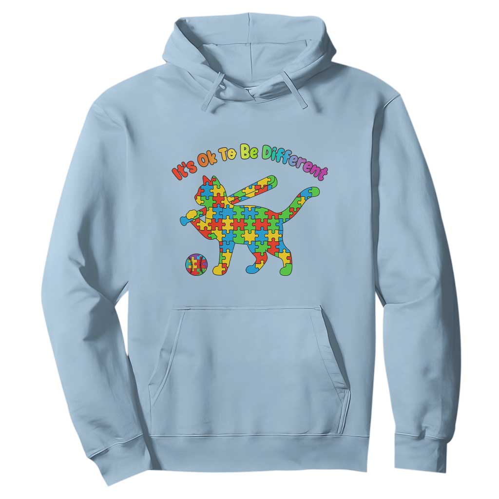 Autism Acceptance Baseball Cat Hoodie It Is Ok To Be Different