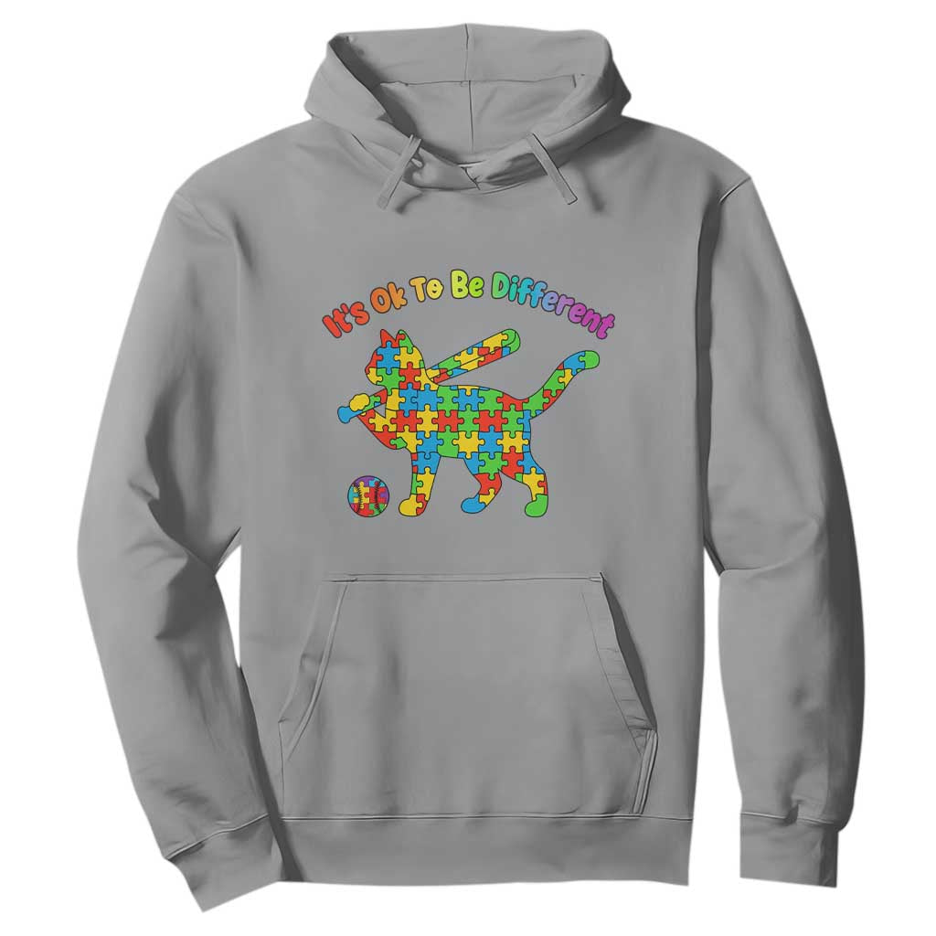 Autism Acceptance Baseball Cat Hoodie It Is Ok To Be Different
