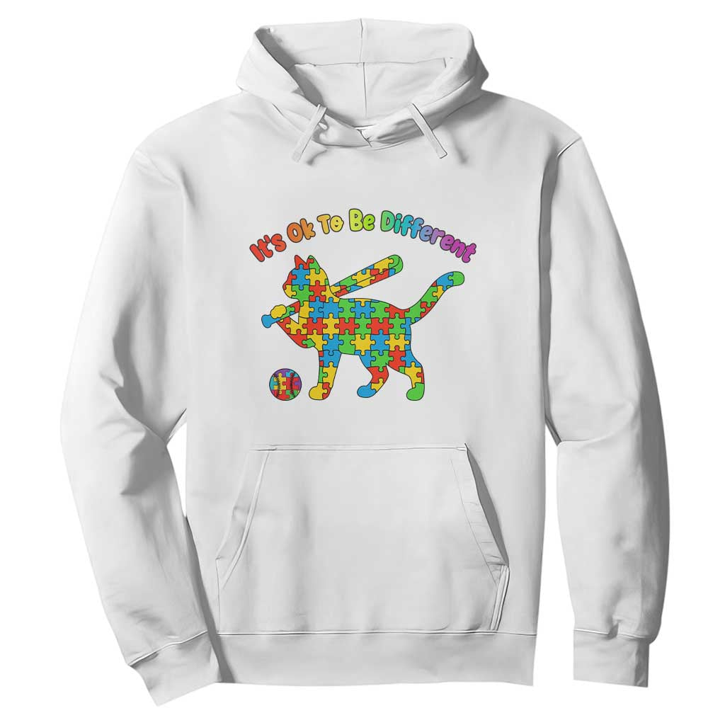 Autism Acceptance Baseball Cat Hoodie It Is Ok To Be Different