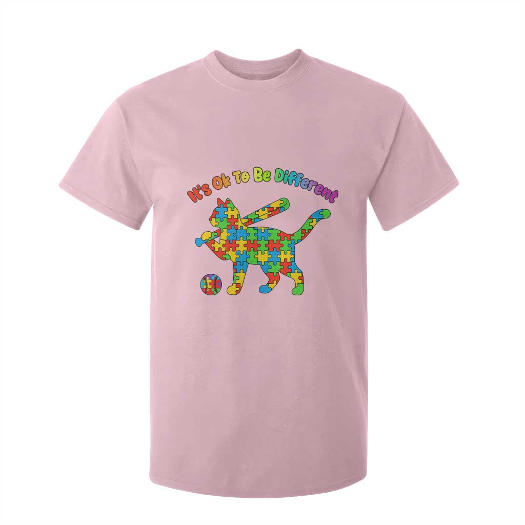 Autism Acceptance Baseball Cat T Shirt For Kid It Is Ok To Be Different