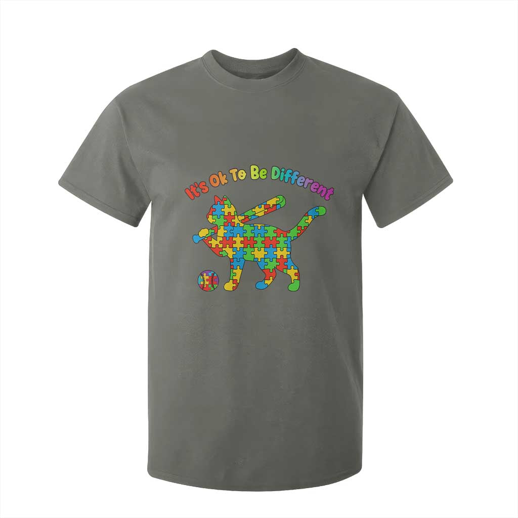 Autism Acceptance Baseball Cat T Shirt For Kid It Is Ok To Be Different