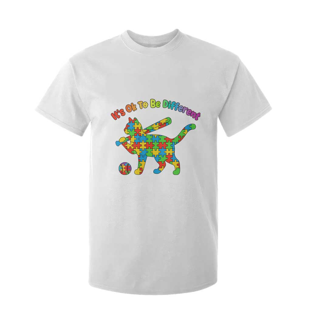 Autism Acceptance Baseball Cat T Shirt For Kid It Is Ok To Be Different