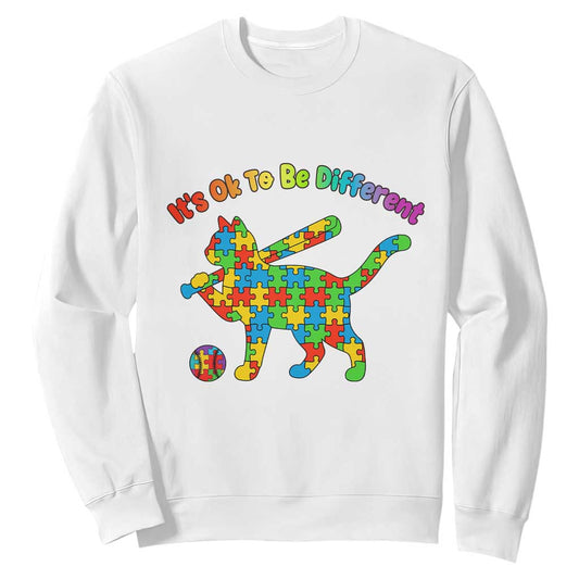 Autism Acceptance Baseball Cat Sweatshirt It Is Ok To Be Different