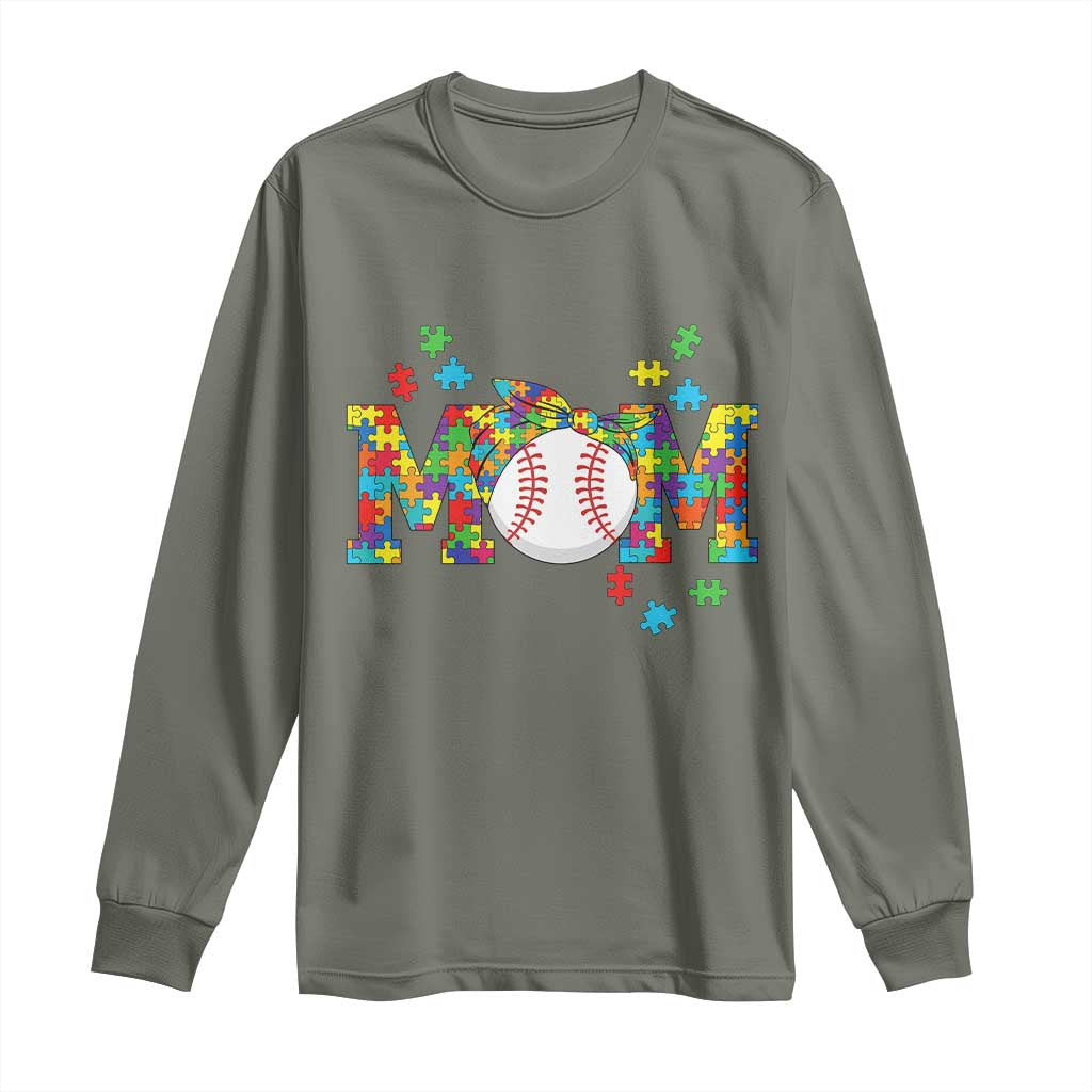 Autism Acceptance Baseball Mom Long Sleeve Shirt Proud Mom Inclusive Support Graphic