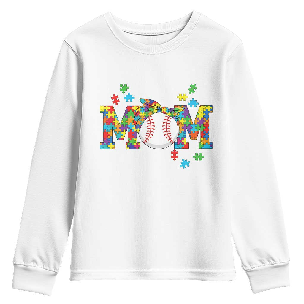 Autism Acceptance Baseball Mom Youth Sweatshirt Proud Mom Inclusive Support Graphic