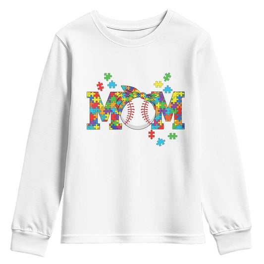 Autism Acceptance Baseball Mom Youth Sweatshirt Proud Mom Inclusive Support Graphic
