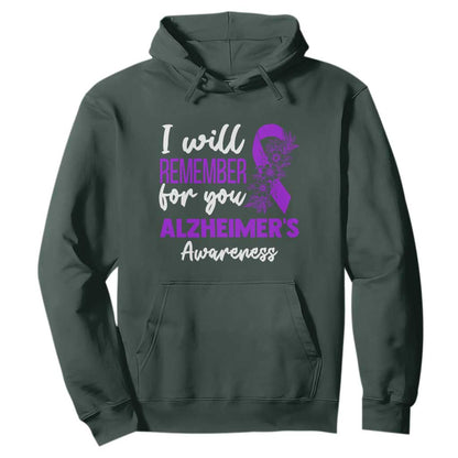 Alzheimers Caregiver Support Purple Ribbon Hoodie I Will Remember For You