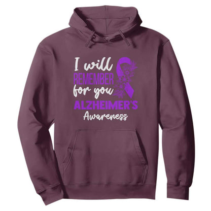 Alzheimers Caregiver Support Purple Ribbon Hoodie I Will Remember For You