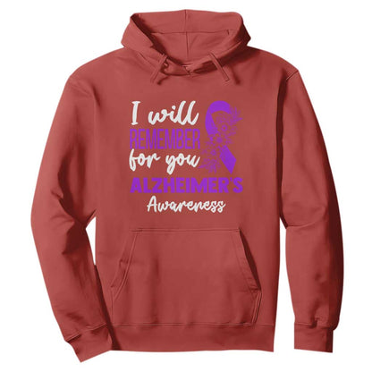 Alzheimers Caregiver Support Purple Ribbon Hoodie I Will Remember For You