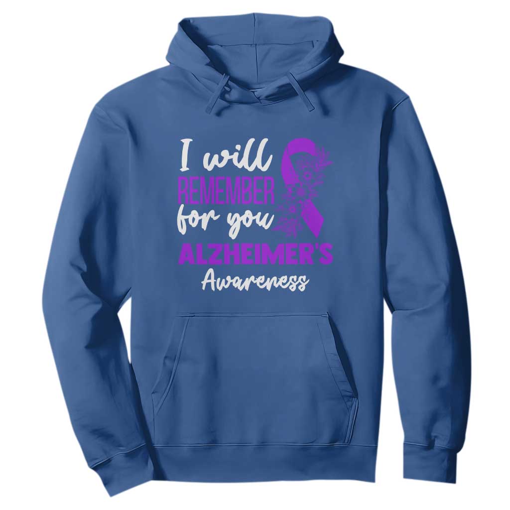 Alzheimers Caregiver Support Purple Ribbon Hoodie I Will Remember For You