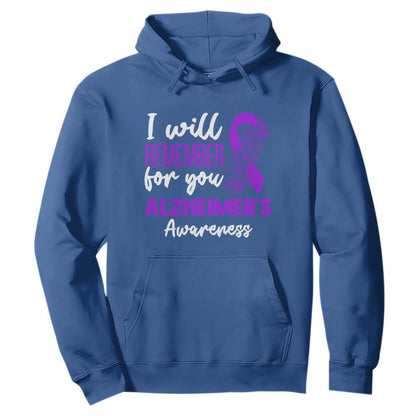 Alzheimers Caregiver Support Purple Ribbon Hoodie I Will Remember For You
