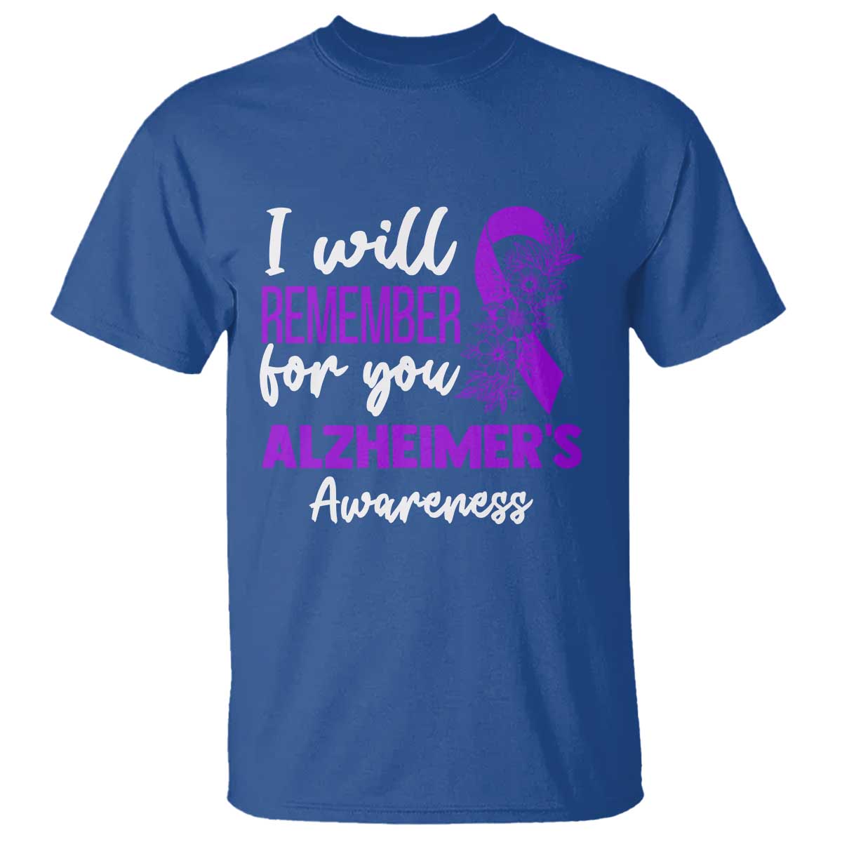 Alzheimers Caregiver Support Purple Ribbon T Shirt I Will Remember For You