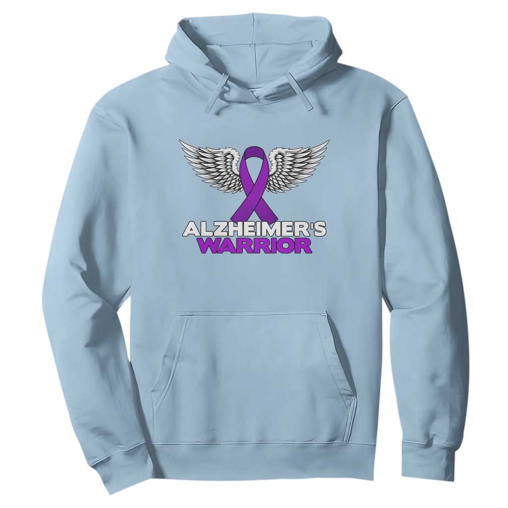 Alzheimers Warrior Hoodie Purple Ribbon Angel Wings Memory Support Gift