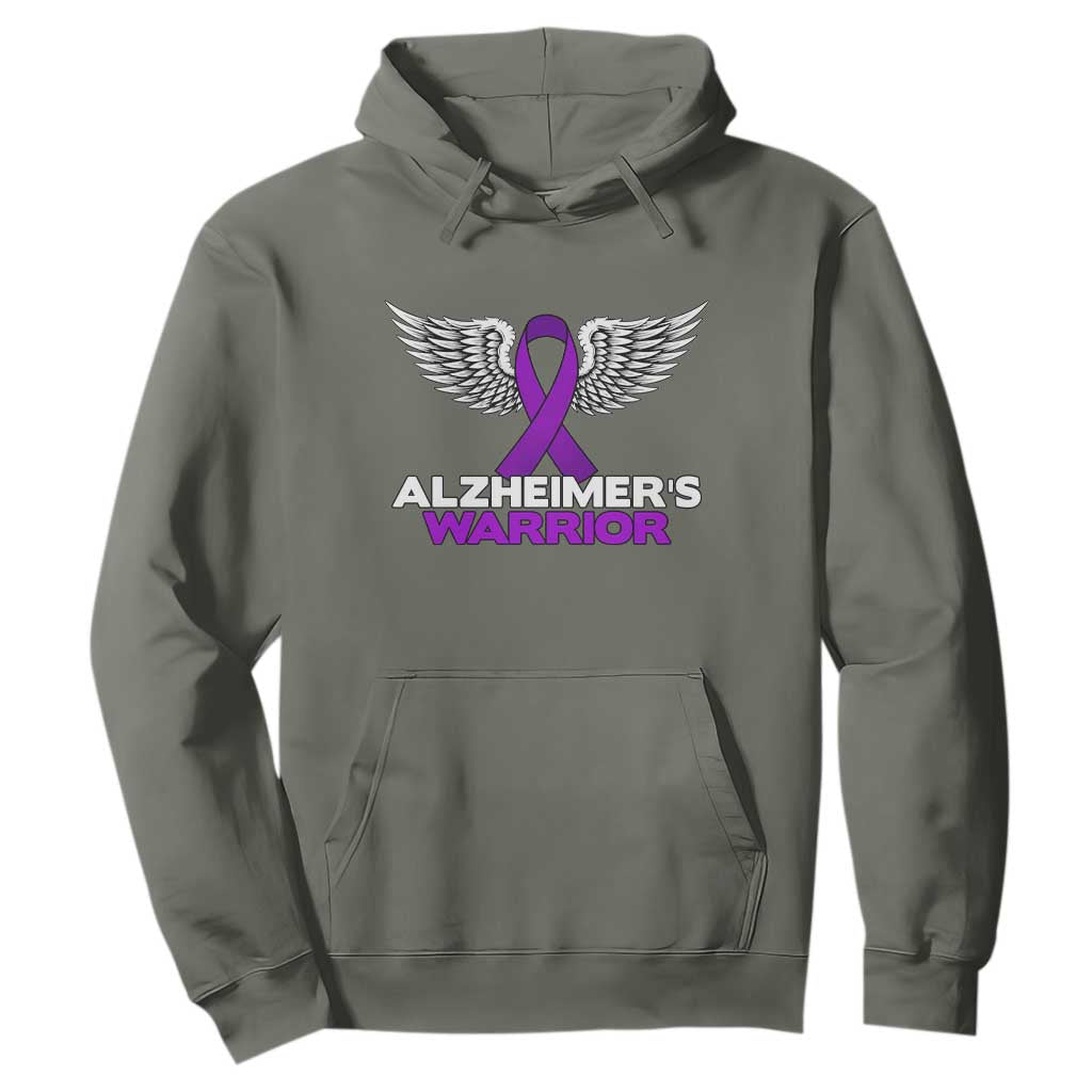 Alzheimers Warrior Hoodie Purple Ribbon Angel Wings Memory Support Gift