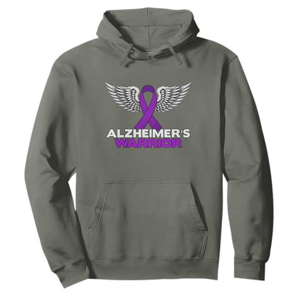 Alzheimers Warrior Hoodie Purple Ribbon Angel Wings Memory Support Gift