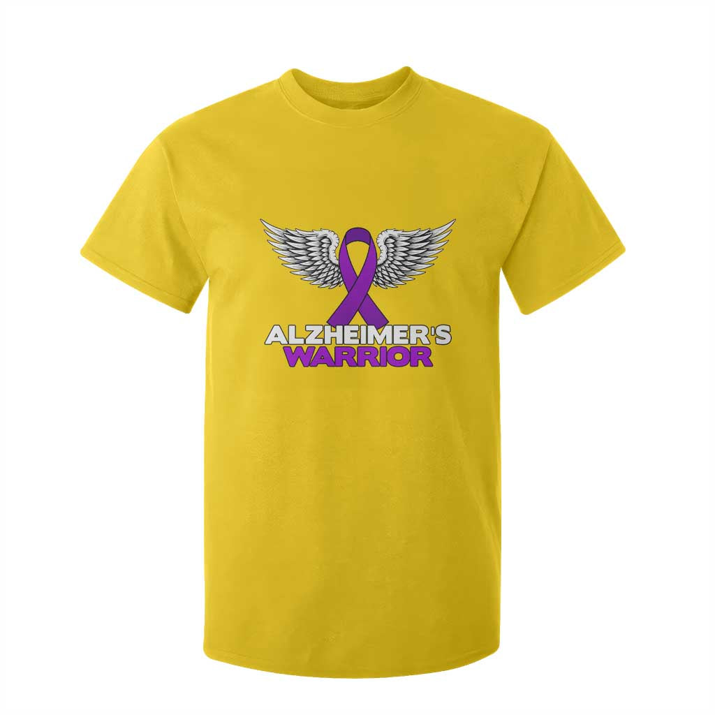 Alzheimers Warrior T Shirt For Kid Purple Ribbon Angel Wings Memory Support Gift