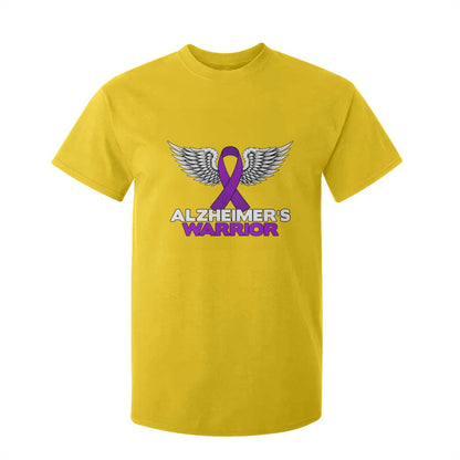 Alzheimers Warrior T Shirt For Kid Purple Ribbon Angel Wings Memory Support Gift