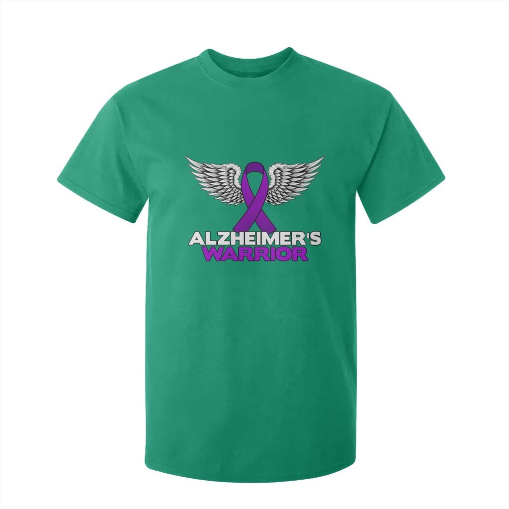 Alzheimers Warrior T Shirt For Kid Purple Ribbon Angel Wings Memory Support Gift