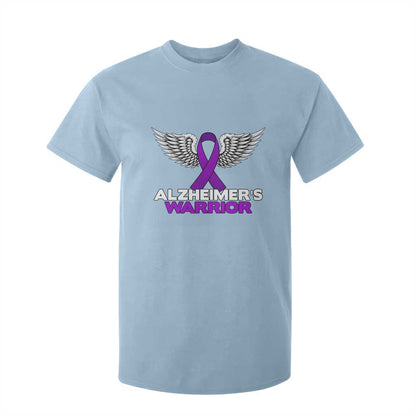 Alzheimers Warrior T Shirt For Kid Purple Ribbon Angel Wings Memory Support Gift