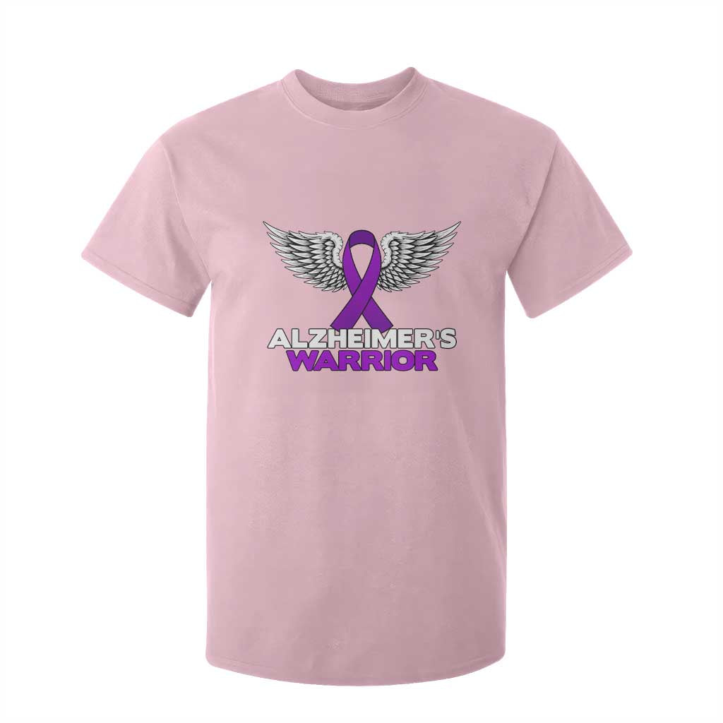 Alzheimers Warrior T Shirt For Kid Purple Ribbon Angel Wings Memory Support Gift