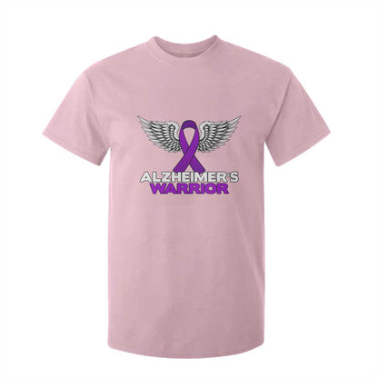 Alzheimers Warrior T Shirt For Kid Purple Ribbon Angel Wings Memory Support Gift