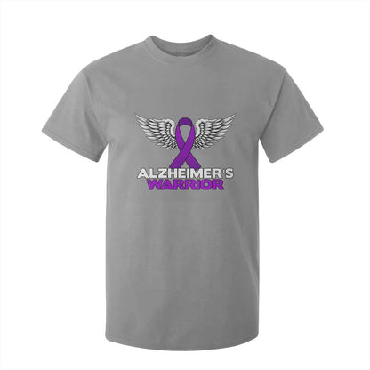 Alzheimers Warrior T Shirt For Kid Purple Ribbon Angel Wings Memory Support Gift