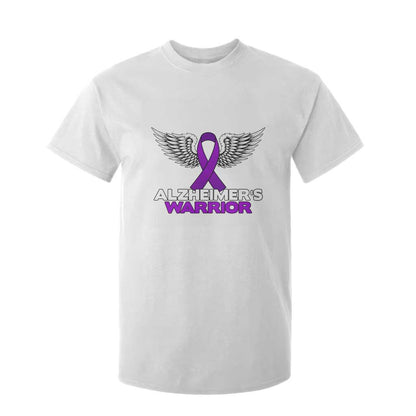 Alzheimers Warrior T Shirt For Kid Purple Ribbon Angel Wings Memory Support Gift