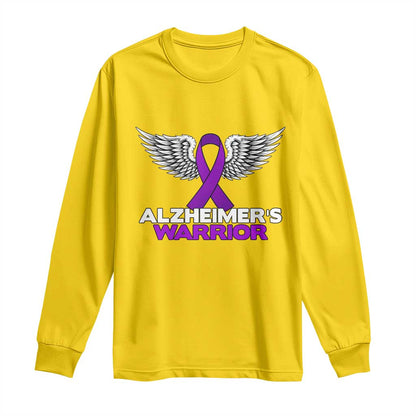 Alzheimers Warrior Long Sleeve Shirt Purple Ribbon Angel Wings Memory Support Gift
