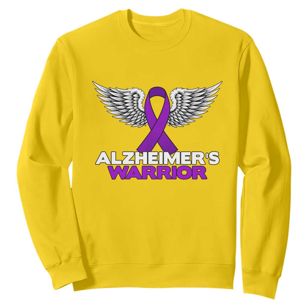 Alzheimers Warrior Sweatshirt Purple Ribbon Angel Wings Memory Support Gift