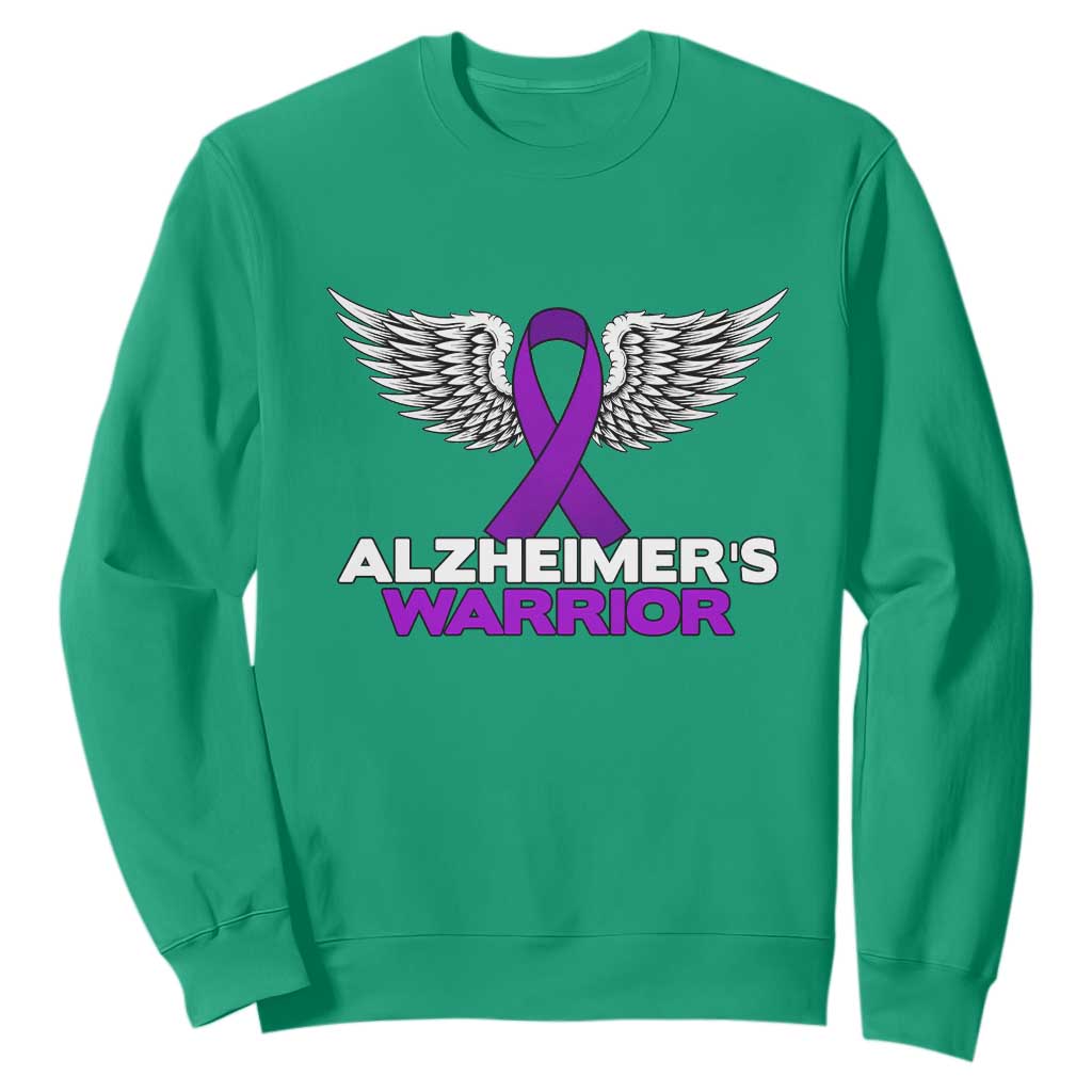 Alzheimers Warrior Sweatshirt Purple Ribbon Angel Wings Memory Support Gift